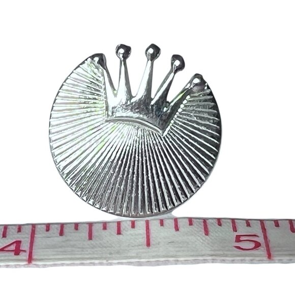 Swank MCM Silvertone Crown Design Cufflinks 7/8" Diameter Men's Dressy Career - Picture 5 of 5